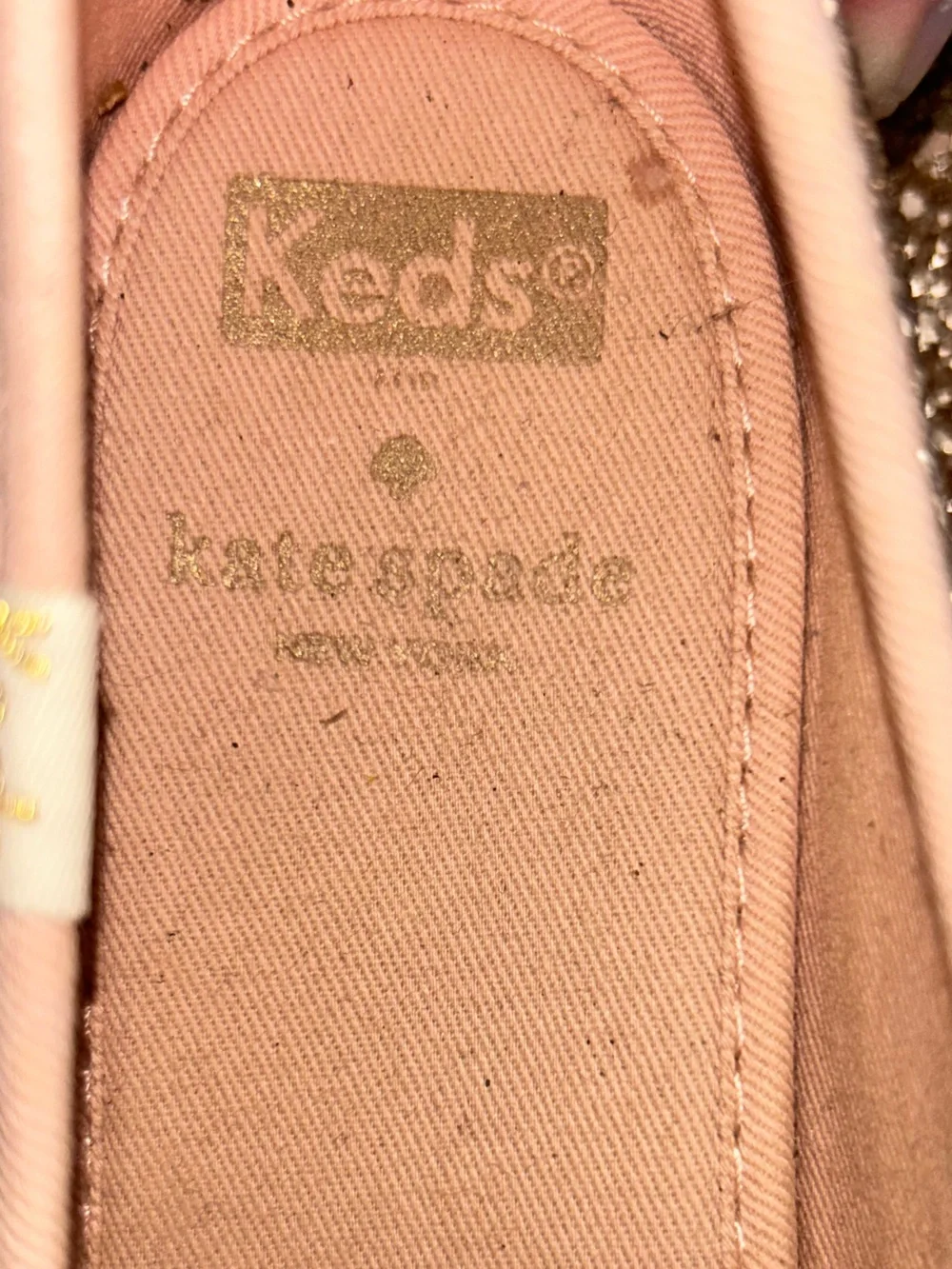 Kate Spade Keds rose gold glitter slip on Sneakers